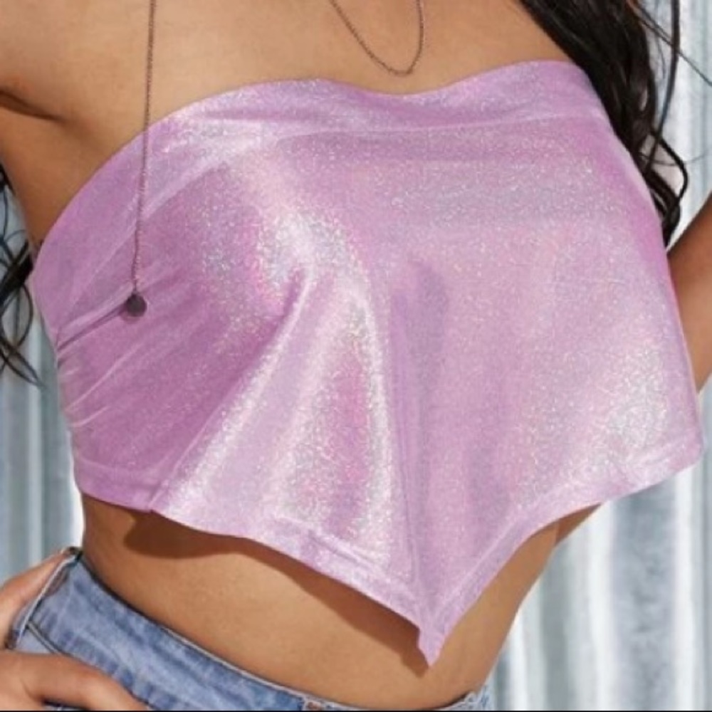 Pink Glitter Bandana Tube Top